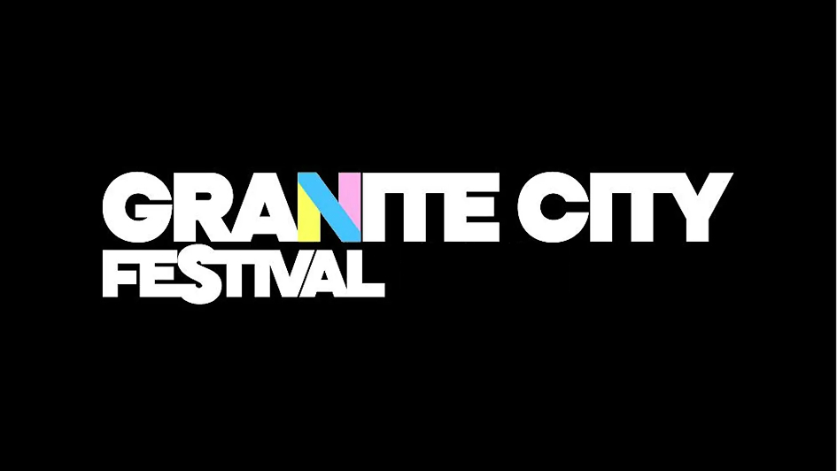 Bold white text on a black background reads "GRANITE CITY FESTIVAL." The "N" is colourful, with blue, yellow, and pink segments.